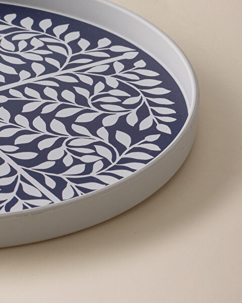 Plateau de Présentation Rond Delit - Bleu Marine/Blanc - 2