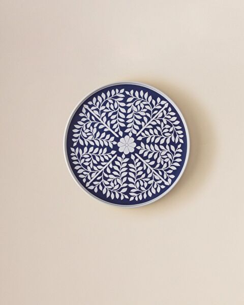 Plateau de Présentation Rond Delit - Bleu Marine/Blanc - 1