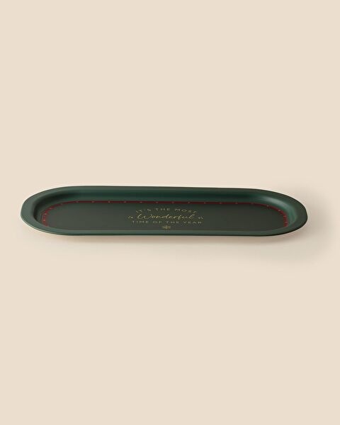 Linda Oval Metal Tray - Green - 0
