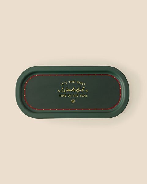 Linda Oval Metal Tray - Green - 1