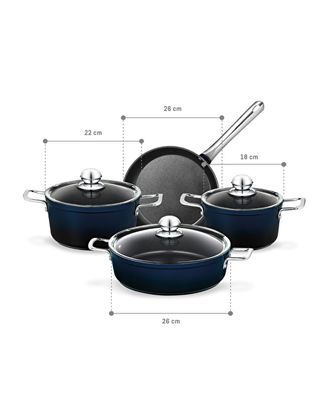 Titanium Professionele Pannenset 7-delig - Marineblauw - 7