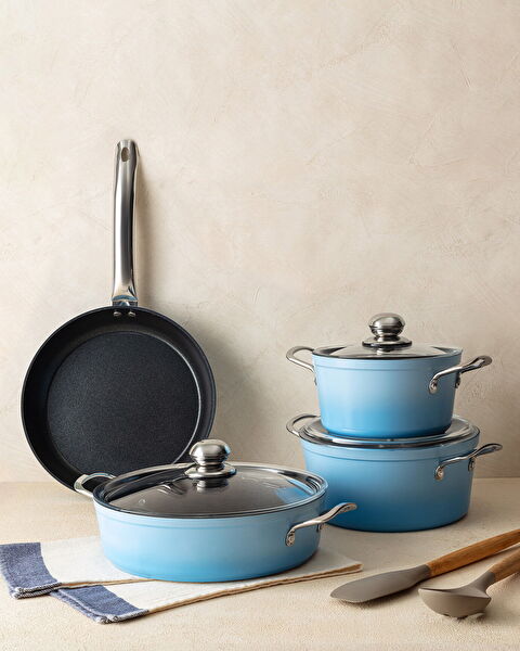 Titanium Professional Cookware Set 7 Pieces - Light Blue - 0