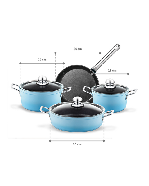 Titanium Professional Cookware Set 7 Pieces - Light Blue - 4