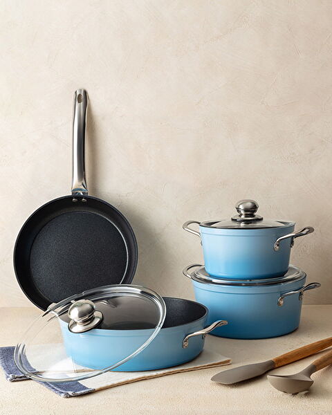 Titanium Professional Cookware Set 7 Pieces - Light Blue - 1