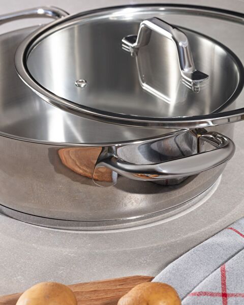 Nova Short Casserole - Steel - 24 cm - 2