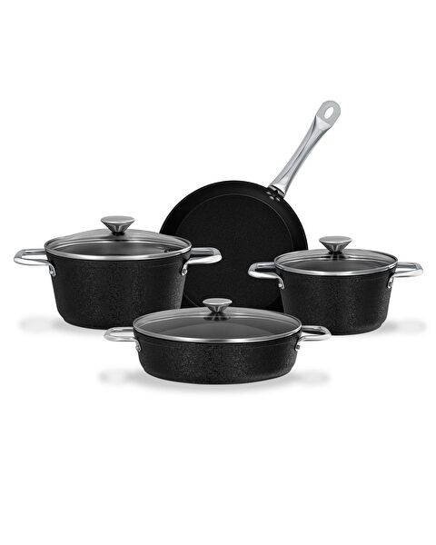 Titanium 7 Piece Cookware Set Noir - Black - 8
