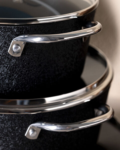 Titanium 7 Piece Cookware Set Noir - Black - 4