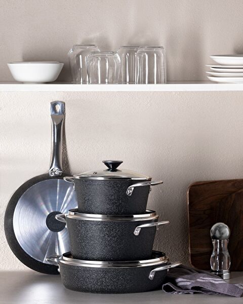 Titanium 7 Piece Cookware Set Noir - Black - 1