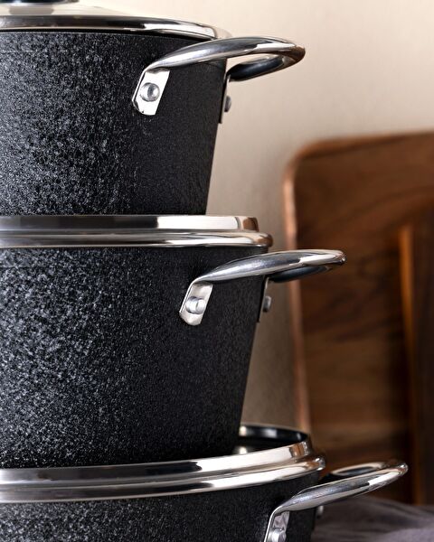 Titanium 7 Piece Cookware Set Noir - Black - 2