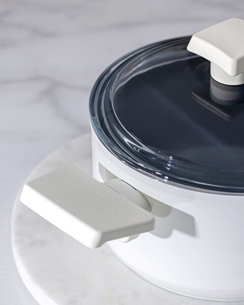 Nano Keramiek Diepe Pot - Wit/Antraciet - 18 cm - 2