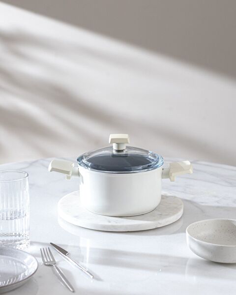 Nano Keramiek Diepe Pot - Wit/Antraciet - 18 cm - 0