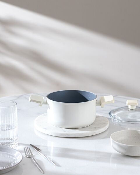 Nano Keramiek Diepe Pot - Wit/Antraciet - 18 cm - 1