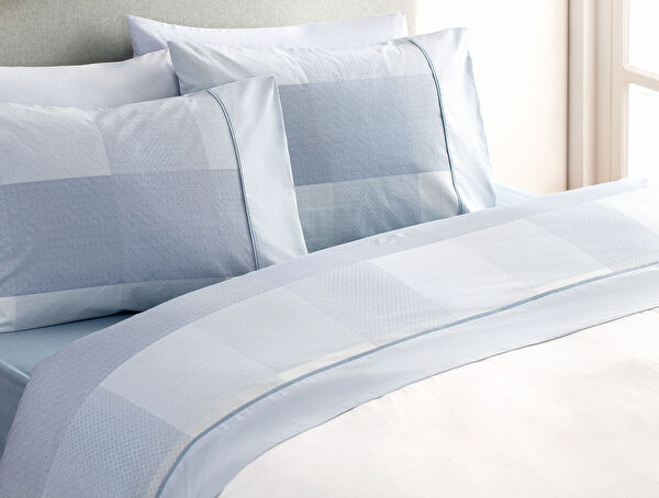 Faron Coco Crep bedrucktes Oberlaken-Set – Blau - 1