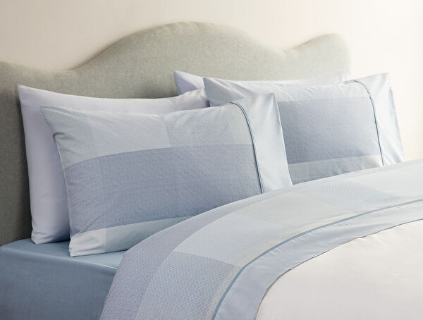 Faron Coco Crep bedrucktes Oberlaken-Set – Blau - 0