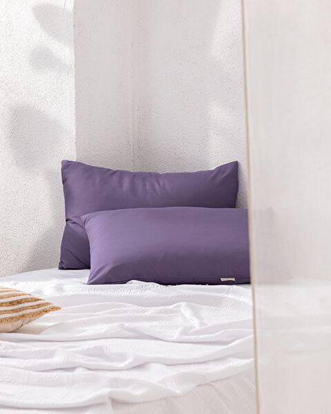 Manon 100% Cotton 2-Piece Pillow Case Set - Purple - 0