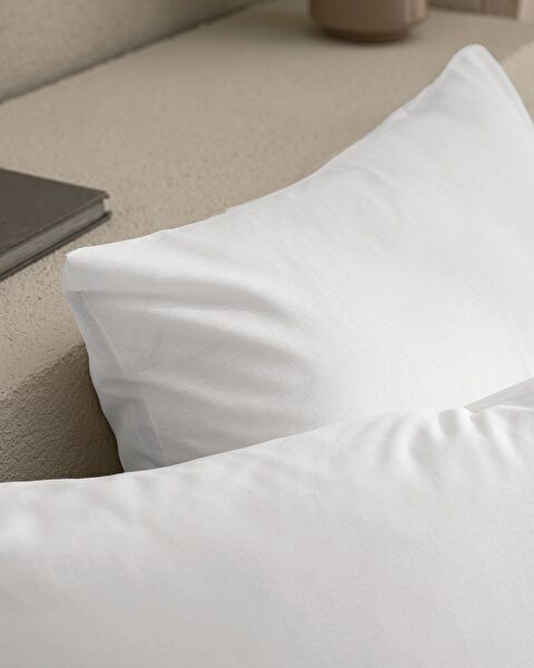 Manon 100% Cotton Ranforce Plain 2-Piece Pillowcase Set - White - 2
