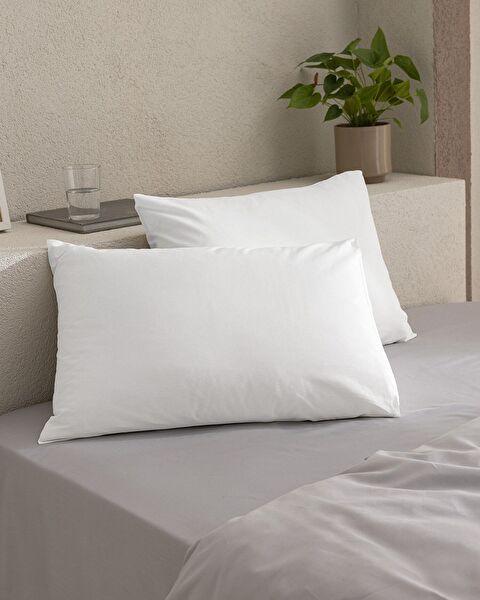 Manon 100% Cotton Ranforce Plain 2-Piece Pillowcase Set - White - 0