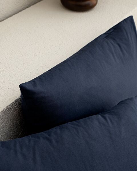 Manon 100% Cotton Ranforce Plain 2-Piece Pillow Case Set - Navy Blue - 2
