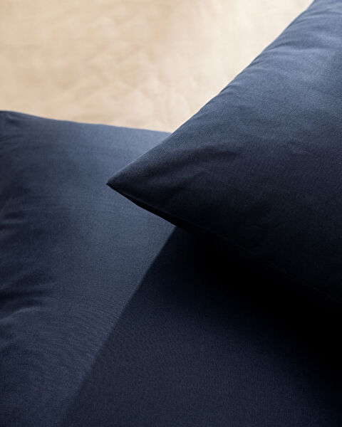 Manon 100% Cotton Ranforce Plain 2-Piece Pillow Case Set - Navy Blue - 3