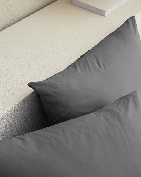 Manon 100% Cotton Ranforce Plain 2-Piece Pillow Case Set - Anthracite - 2