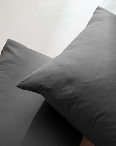Manon 100% Cotton Ranforce Plain 2-Piece Pillow Case Set - Anthracite - 3