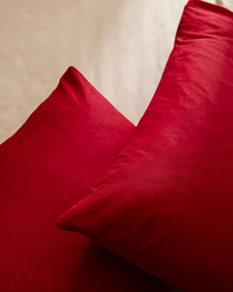 Manon 100% Cotton Ranforce Plain 2-Piece Pillowcase Set - Red - 3