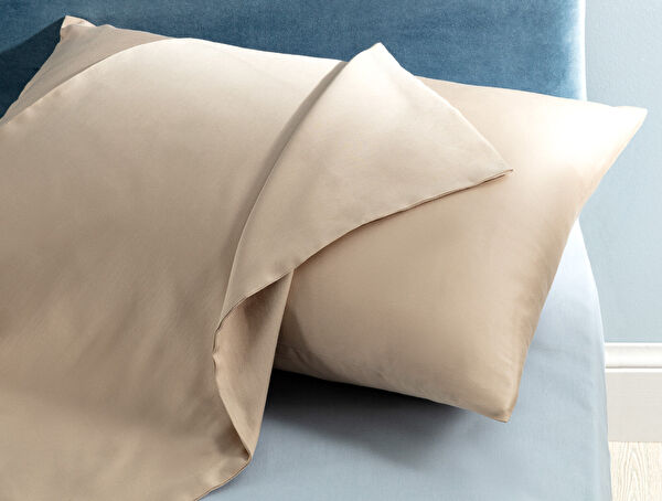 Ciel 2-delige kussensloop van 100% katoensatijn - Beige - 1