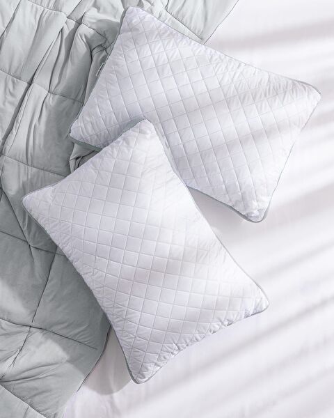 وسادتان بتقنية التهوية - أبيض/رمادي فاتح - 1