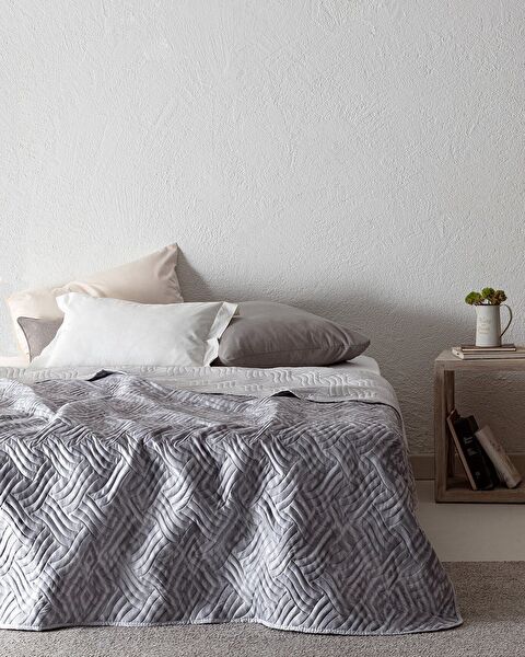 Darcia Double Printed Bedspread - Grey - 0