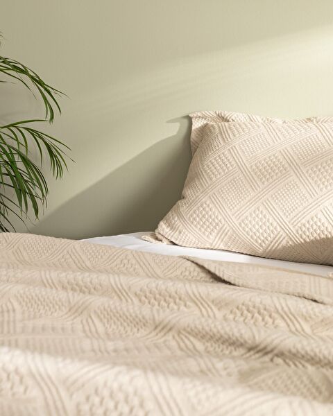 Couvre-Lit Double Triangle - Beige - 1