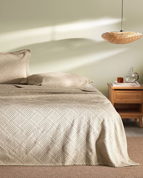 Couvre-Lit Double Triangle - Beige - 0