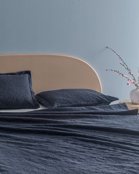 Chantal Çift Kişilik %100 Pamuk Yatak Örtüsü - Lacivert - 1