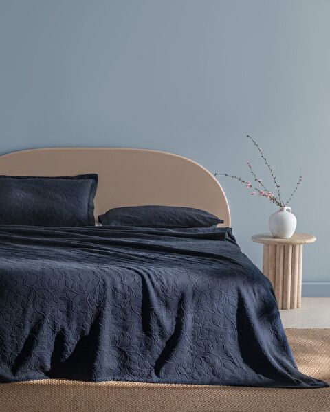 Chantal Çift Kişilik %100 Pamuk Yatak Örtüsü - Lacivert - 0