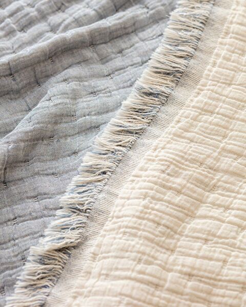 Couvre-lit double en coton Grania - Bleu - 3