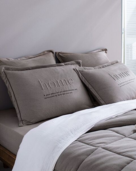 Bobigny dubbele katoenen superzachte dekbedset - antraciet - 4