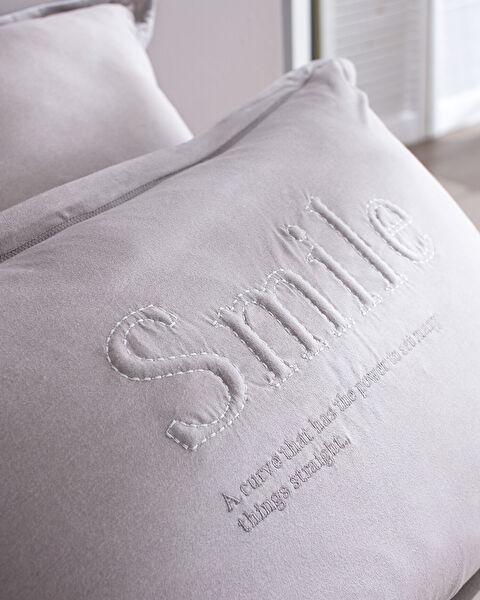 Bobigny Çift Kişilik Pamuklu SuperSoft Comforter Set - Gri - 6