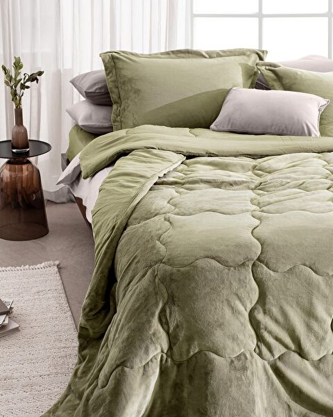 Kaira Doppel-Bettdecken-Set – Khaki - 2