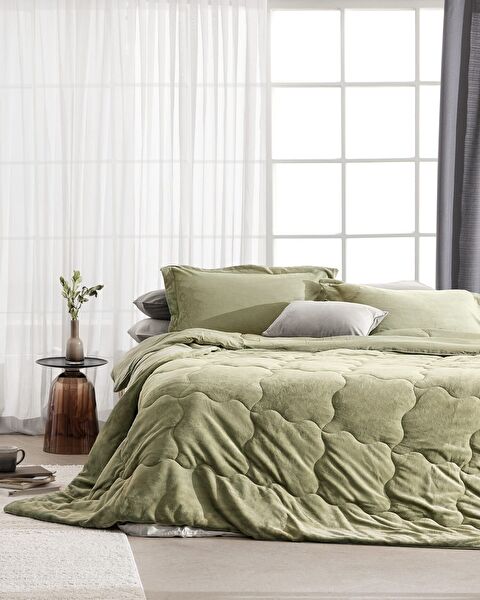 Kaira Doppel-Bettdecken-Set – Khaki - 0