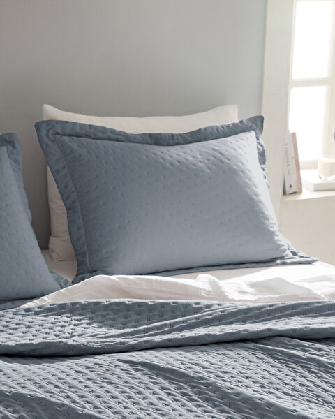 Rennes Çift Kişilik Yatak Örtüsü - İndigo - 1