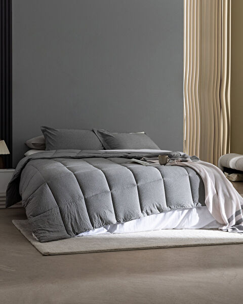 Meleni tweepersoonsdekbedset - grijs - 0