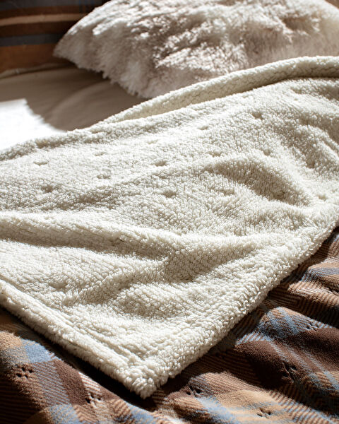 Palloys Sherpa Çift Kişilik Yatak Örtüsü - Bej - 3