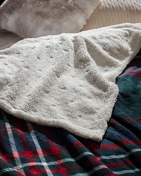 Palloys Sherpa Double Bedspread - Navy Blue - 3