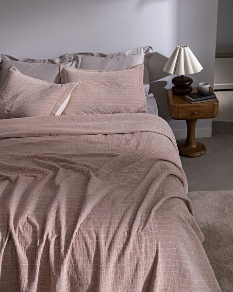 Feolette Çift Kişilik Yatak Örtüsü - Pudra - 1