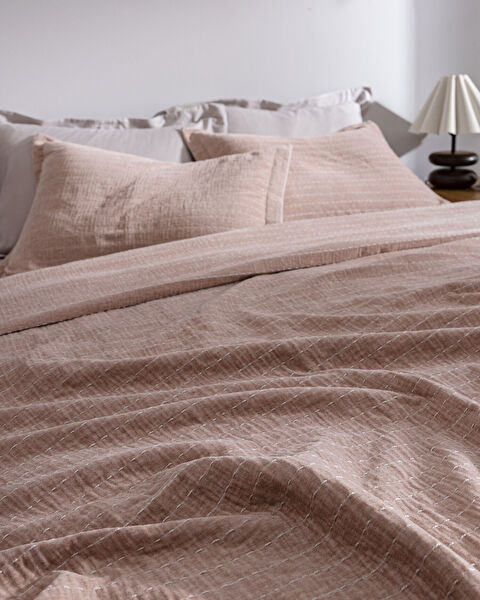 Feolette Çift Kişilik Yatak Örtüsü - Pudra - 3