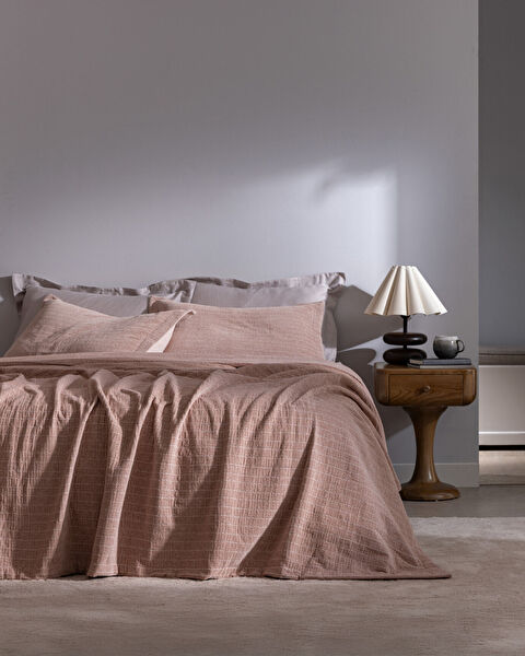 Feolette Çift Kişilik Yatak Örtüsü - Pudra - 0
