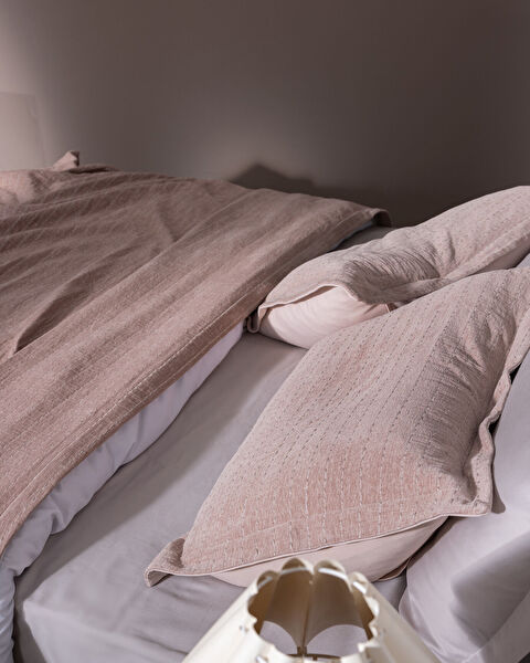 Feolette Çift Kişilik Yatak Örtüsü - Pudra - 4