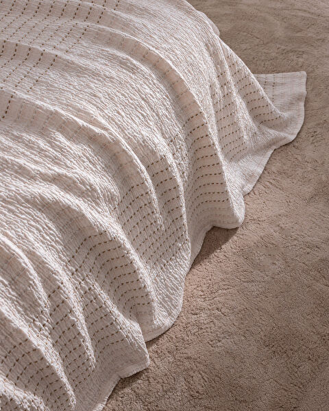 Petite Çift Kişilik %100 Pamuk Yatak Örtüsü - Pudra - 5