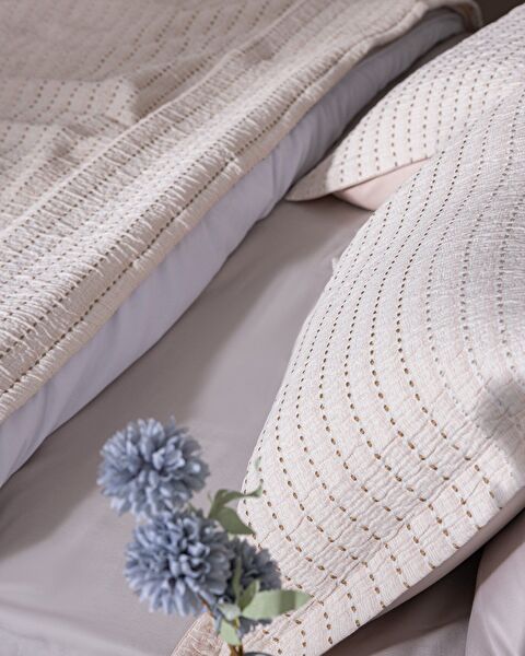 Petite Çift Kişilik %100 Pamuk Yatak Örtüsü - Pudra - 4