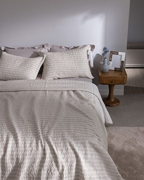 Kleine tweepersoons katoenen sprei - Beige - 1