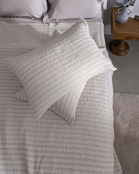 Kleine tweepersoons katoenen sprei - Beige - 2